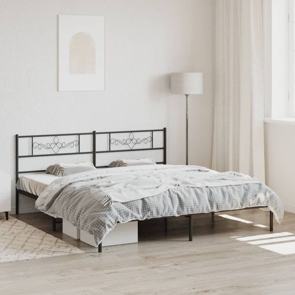 vidaXL Bettgestell mit Kopfteil Metall Schwarz 180x200 cm 355271