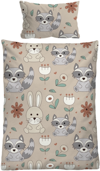 biberna Feinbiber Bettwäsche WASCHBAER, taupe, 1x 100x135 cm + 1x 40x60 cm