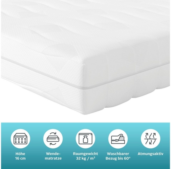 Jugendmatratze Lixi Basic, Matratze 90x200 cm, 140x200 cm & weitere Größen, Lüttenhütt, 16 cm hoch, Jugendmatratze H2, ergonomisch, atmungsaktiv Bild 2