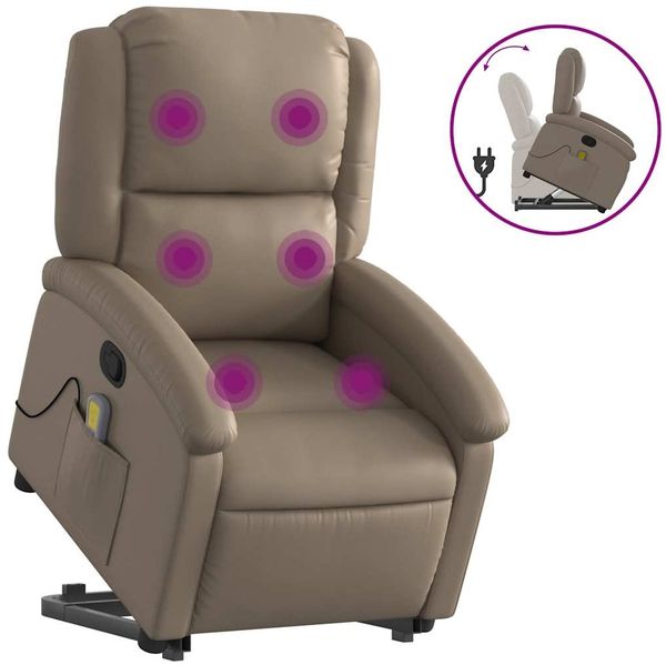 Relaxsessel, Massagesessel, Fernsehsessel Modern, mit Aufstehhilfe Cappuccino-Braun Kunstleder