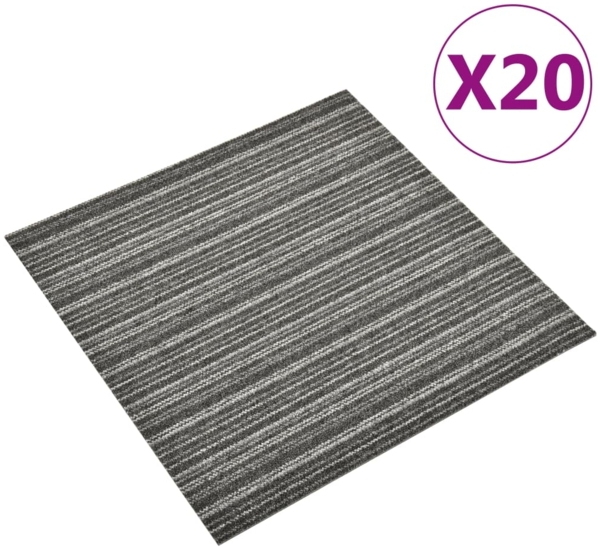 vidaXL Teppichfliesen 20 Stk. 5 m² 50x50 cm Gestreift Anthrazit 147308