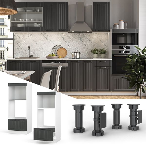 Mikrowellenschrank Fame-Line Anthrazit Landhaus 60 cm offen Vicco Bild 2