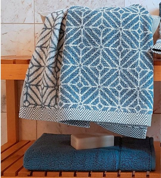 framsohn frottier Handtuch Set Design Jaquard Raute, Jacquard-Walkfrottier (2-St), mehrfarbig gewebtem Saum, hergestellt in Österreich