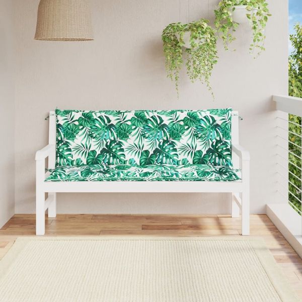 vidaXL Gartenbank-Auflagen 2 Stk. Blattmuster 150x50x7cm Oxford-Gewebe 379077