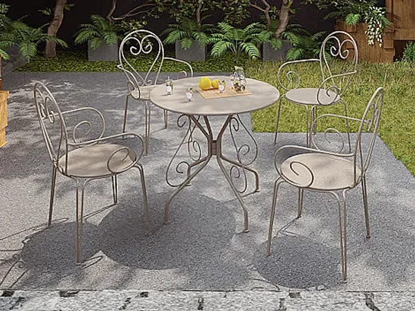 Vente-unique - GUERMANTES Garden dining set Metall Beige - B 52 cm80 cm x H 89 cm71 cm x L 48 cm80 cm