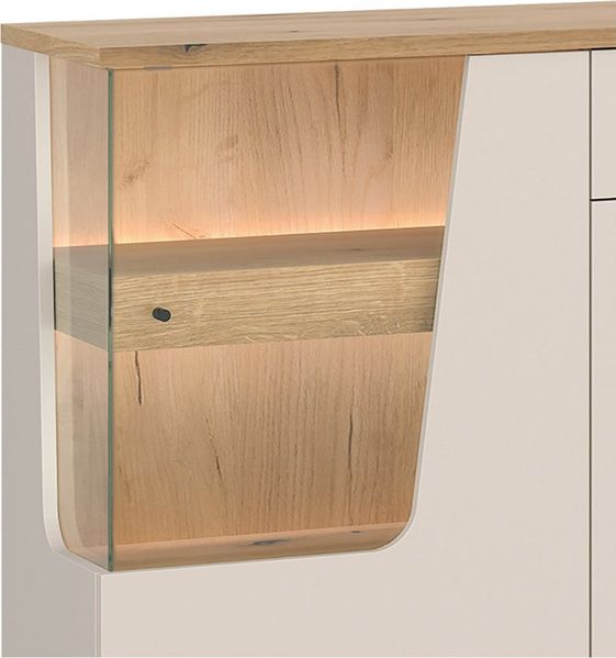 Lomadox Sideboard CARMONA-129, 165 cm breit in Kaschmir & Eiche, 3 Türen & 1 Schublade