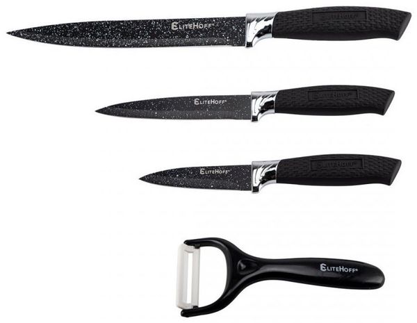 Elitehoff Elitehoff Set mit 3 Marmor-Küchenmessern mit Schäler 48650