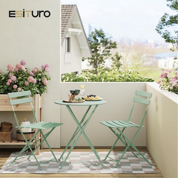 EUGAD Balkonset, (1-tlg), Balkonmöbel 3-teilig, Bistrotisch mit 2 Stühlen, klappbar