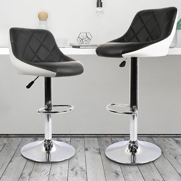 JEOBEST Barhocker (2er Set), Barstuhl mit Fußstütze Höhenverstellbar Kunstleder, 360°Drehbar