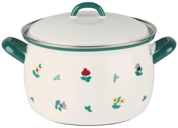 Riess Emaille Country Gmundner Streublumen Fleischtopf mit Deckel Ø20 cm 3,5 Liter