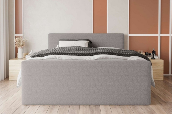 99rooms Phönix Plus Boxspringbett 200x200 cm Webstoff MALMO_NEW Hellgrau Taschen-Federung