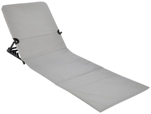 Spetebo Strandmatte klappbar mit Verstellbarer Rückenlehne - grau - Liegematte faltbar mit Tragegurt - Sonnenliege Gartenliege Sonnenmatte Liegematte für Garten Camping Picknick Reise Urlaub