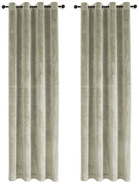 Haus und Deko Gardine Vorhang 2er Set Ösen Verdunkelung 140x245 cm Samt weich blickdicht, Ösen (2 St), Polyester