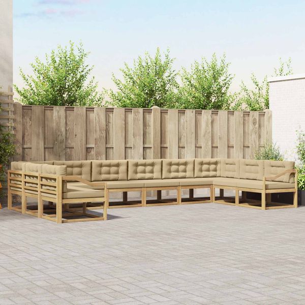 vidaXL Outdoor-Sofagarnitur mit Kissen 10 pcs Weiß und Beige 3387122
