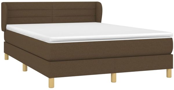 Doppelbett, Polsterbett mit Matratze Hellgrau 140x190 cm Stoff Dunkelbraun 140x200 cm Bild 3