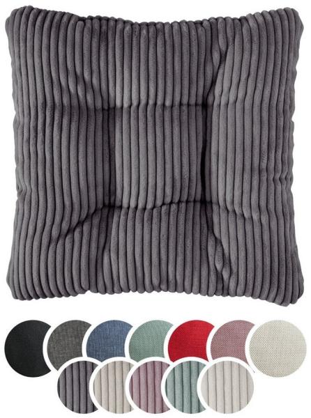 sleepling Sitzkissen in Cord-Optik, Stuhlkissen, Zierkissen, Dekokissen, aus weichem Möbelstoff, abriebfest, anschmiegsam, wendbar, 38 x 38 cm