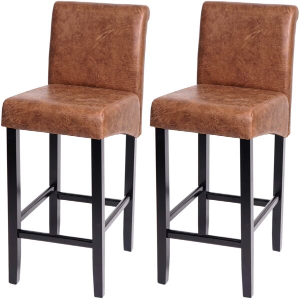 2er-Set Barhocker HWC-C33, Barstuhl Tresenhocker, Holz ~ Wildlederimitat, dunkle Beine, Stoff/Textil