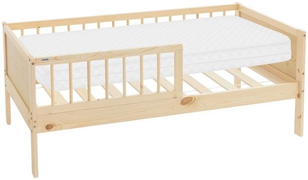 ML-DESIGN Kinderbett Bodenbett Juniorbett inkl. Lattenrost Einzelbett für Kinder Jugendbett, Junior-Bett mit Rausfallschutz & Matratze Bettrahmen aus MDF / Kiefer