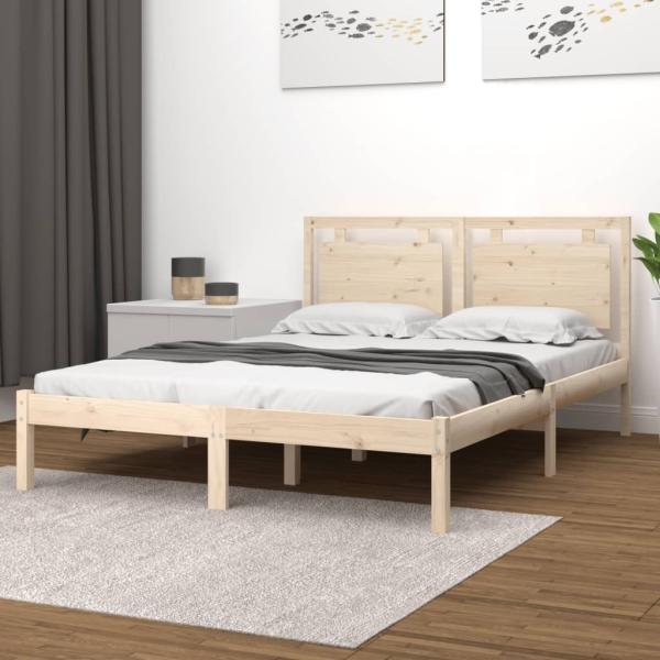 vidaXL Massivholzbett 135x190 cm 3105510