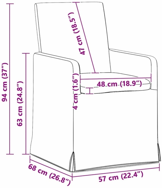 vidaXL Esszimmerstühle 2 pcs Dunkelbraun 57 x 67 x 95 cm Stoff 42017907 Bild 10
