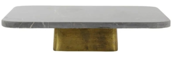 Schale auf Fuß LABADE von Light & Living 33x33x6,5 cm Servierplatte Marmor+Bronze