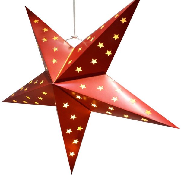 Weihnachtsstern Papier 60 cm mit 10 LEDs und Timer ROT