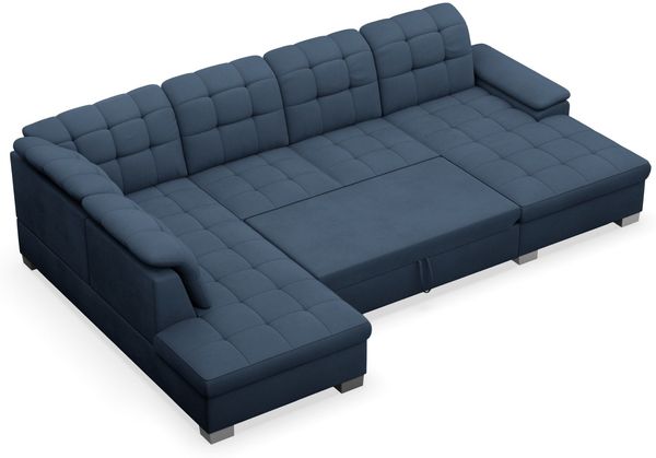Selsey 'Jamaal' Wohnlandschaft mit Schlaffunktion und Stauraum rechtsseitig, marineblau Bild 4