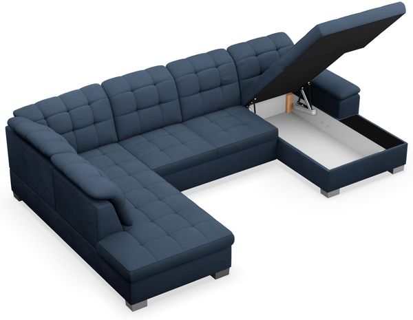 Selsey 'Jamaal' Wohnlandschaft mit Schlaffunktion und Stauraum rechtsseitig, marineblau Bild 7
