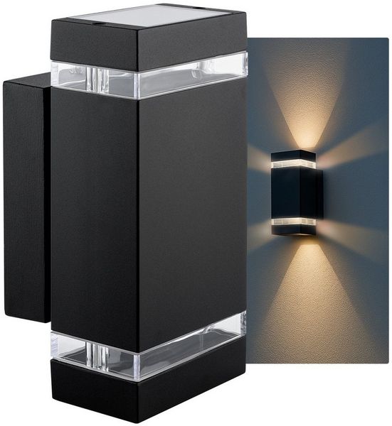 SSC-LUXon LED Außen-Wandleuchte Wandleuchte Außen Up & Down Strahler IP44 schwarz mit LED 4W warmweiß, Warmweiß