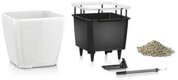 LECHUZA Tisch-Pflanzgefäß QUADRO LS 21 ALL-IN-ONE Kohlegrau-Metallic 442096