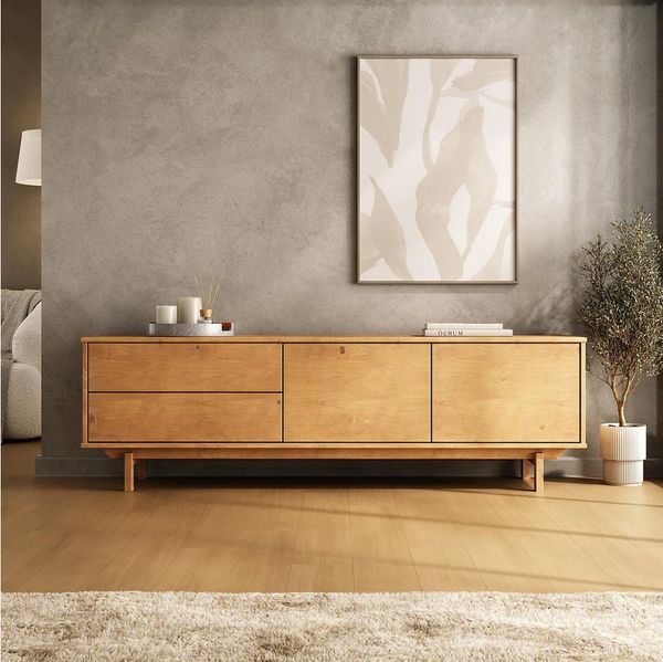 IDIMEX Lowboard LITA, TV Lowboard 170 cm aus Massivholz, Push-to-Open Funktion Eiche Finish