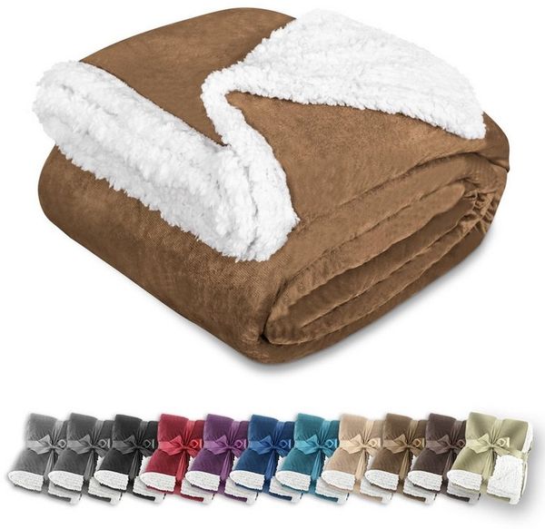Wohndecke in Lammfell‑Optik - Kuscheldecke flauschig – Sherpa Fleecedecke, Gräfenstayn, Warme Wolldecke & Sofaüberwurf Tagesdecke für Couch & Sofa