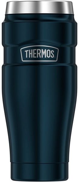 Thermos STAINLESS KING Thermobecher aus Edelstahl ice grey 0,47l - Coffee to Go Becher, absolut dicht, spülmaschinenfest, 7h heiß & 18h kalt, mit Haken für Teebeutel, BPA-frei