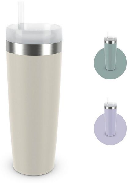 Emsa Isolierflasche Travel Mug Cool³, 3 Deckelpositionen, für gängige Autohalterungen, inkl. Strohhalm