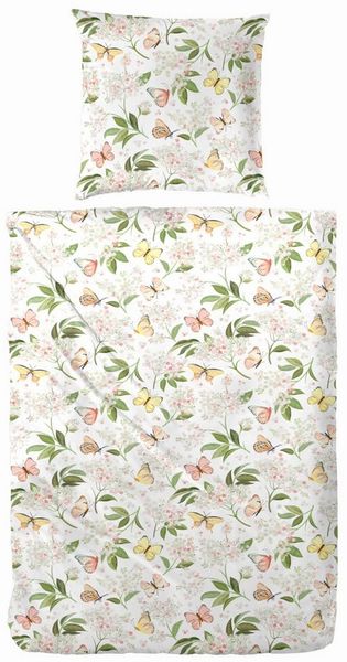 Primera Renforce Bettwäsche 135x200 Schmetterlinge Blüten Blätter 123099-15