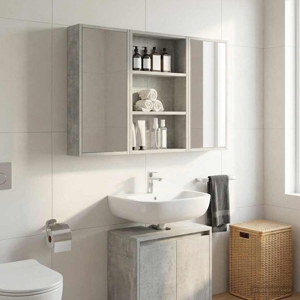 vidaXL Badezimmer-Wandschrank mit Regal Betongrau 40 x 10 x 60,5 cm 889354