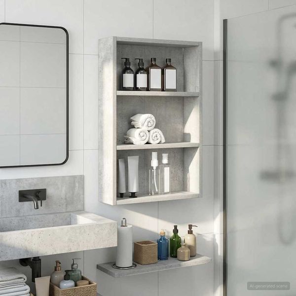 vidaXL Badezimmer-Wandschrank mit Regal Betongrau 40 x 10 x 60,5 cm 889354