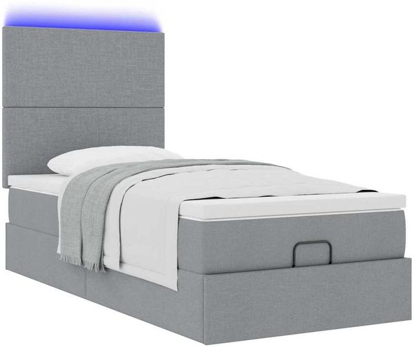 vidaXL Ottomane Bett mit Matratze & LEDs Hellgrau 90x200 cm Stoff 3313892 Bild 6