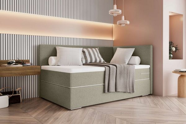 99rooms Phönix Mini Plus Boxspringbett 100x200 cm Webstoff MALMO_NEW Beige Seitenteil rechts