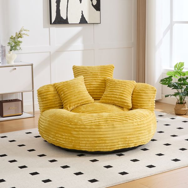 Sitzsack mit hoher Rückenlehne, Cord senfgelb, 108x108x52 cm