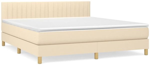 vidaXL Boxspringbett mit Matratze Creme 160x200 cm Stoff 3140790 Bild 2