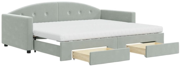 vidaXL Tagesbett Ausziehbar mit Schubladen Hellgrau 90x190 cm Samt 3197386
