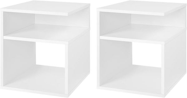 EUGAD Nachttisch (2-St, Set), Beistelltisch mit 2 offene Fächer