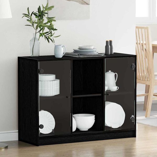 vidaXL Sideboard Schwarz Eichen-Optik 100 x 37 x 75,5 cm 3329302