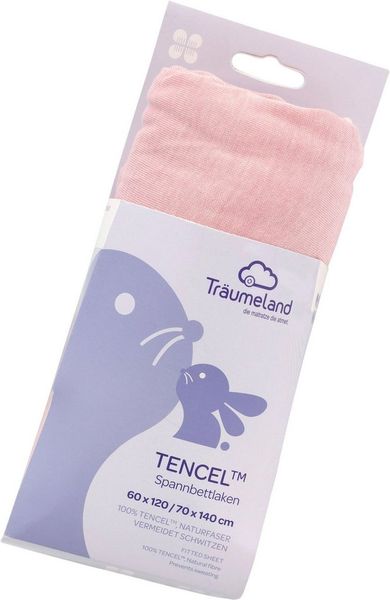 Träumeland Spannbetttuch Tencel malve-rose 40 x 90 cm