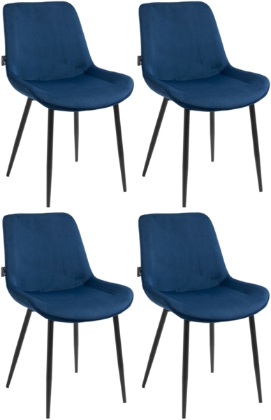 CLP 4er Esszimmerstühle Victoria Samt-Bezug,blau
