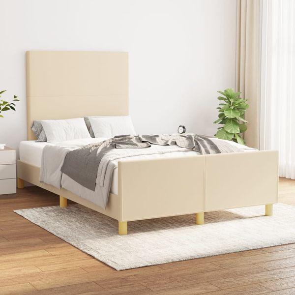 vidaXL Polsterbett mit hohem Kopfteil Stoff Creme 120x200 cm