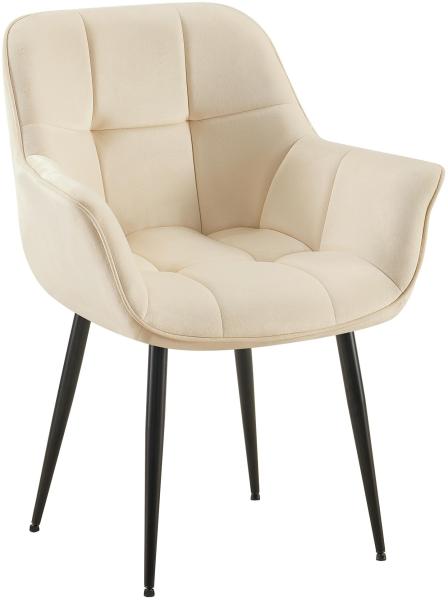 CLP Esszimmerstuhl Roseville Samtbezug gepolstert mit Lehnen,creme