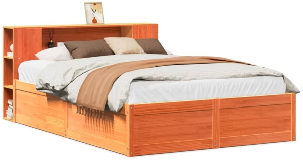 vidaXL Massivholzbett ohne Matratze Wachsbraun 135x190 cm Kiefernholz 3323427