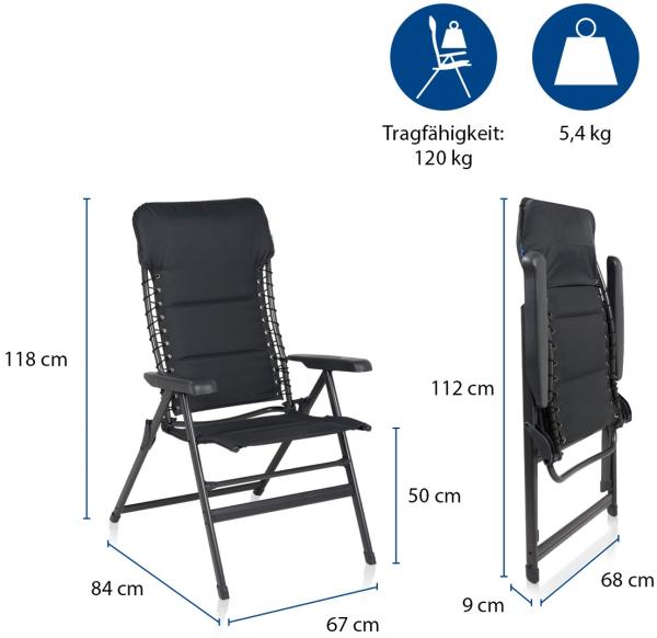 Campingstühle 2er SET klappbar - Hochlehner verstellbar Anthrazit Bild 3